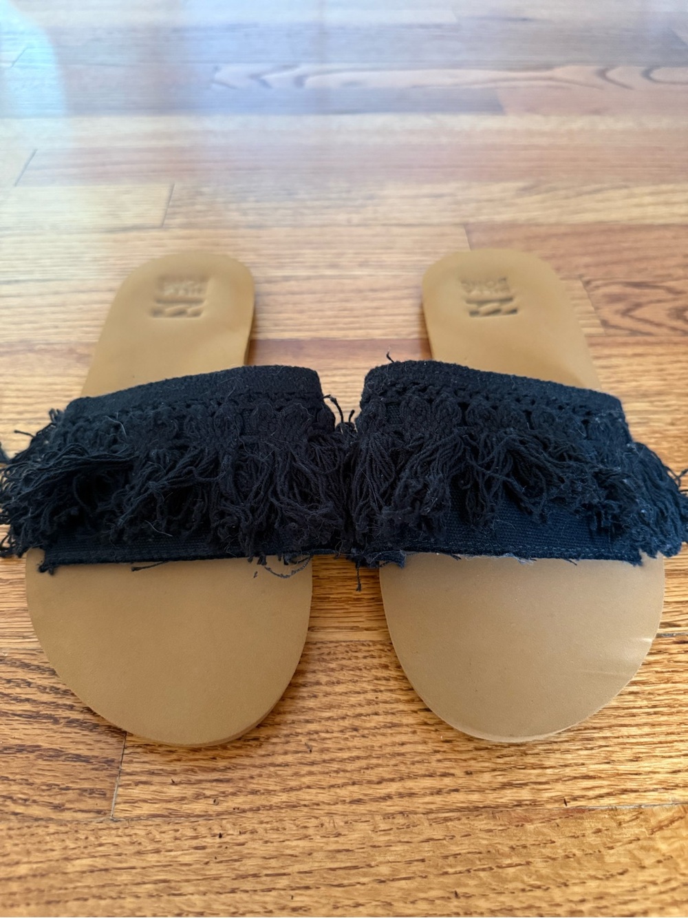 Billabong Black Fringe Slide Sandals